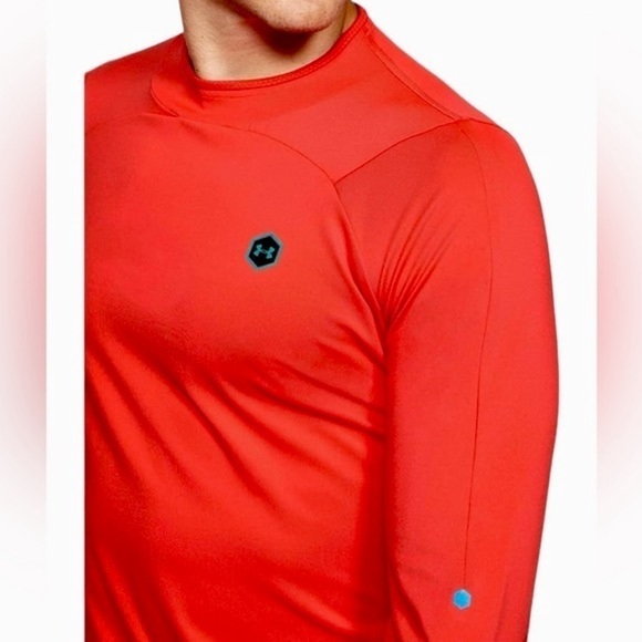 UNDER ARMOUR Men’s ColdGear Rush Mock-Shirt Size Large Orange 16% Elastane - Picture 13 of 13